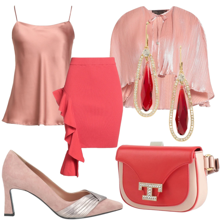 Outfit donna - Total look #2375411. Stile Chic per Cerimonia. Abbinamento con décolleté, marsupi, minigonne, top, blazer, orecchini.