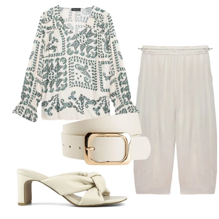 Outfit donna - Total look #2375430. Stile Basic per Tutti i giorni. Abbinamento con cinture, bluse, pantaloni, sandali col tacco.