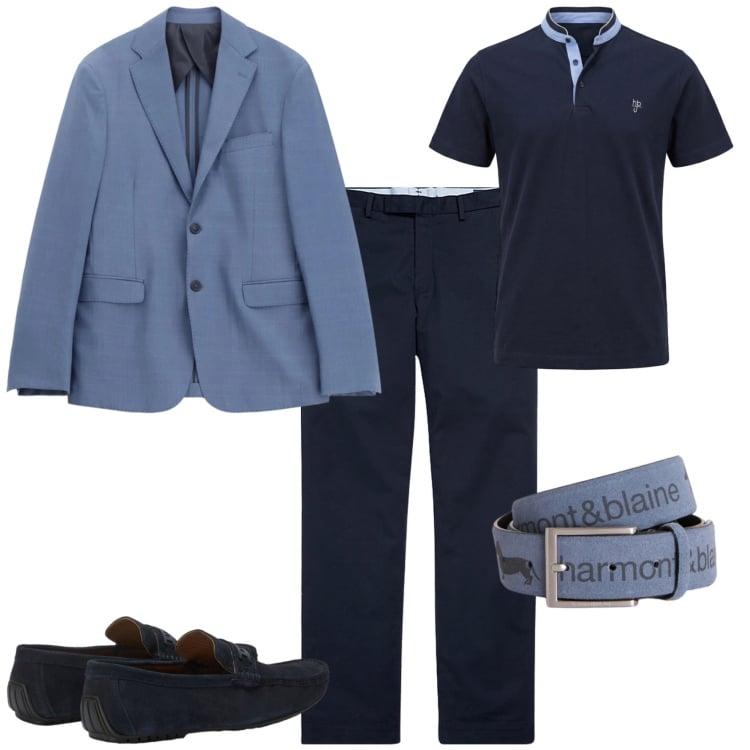 Outfit uomo - Trendy ufficio tempo libero. Stile Trendy per Tutti i giorni. Abbinamento con cinture, polo, scarpe stringate, giacche, pantaloni chino.