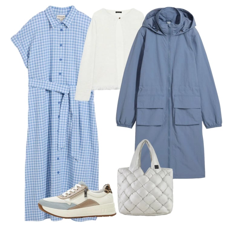 Outfit donna - Focus donna curvy. Stile Minimal per Tutti i giorni. Abbinamento con sneakers, parka, vestiti chemisier, cardigans, borse tote.