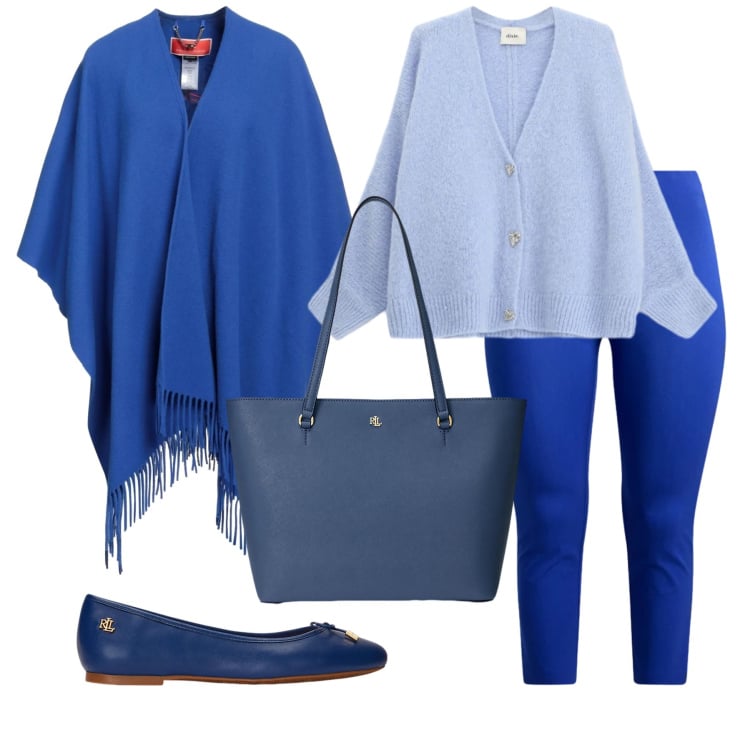 Outfit donna - Total look #2375471. Stile Casual per Tutti i giorni. Abbinamento con cappe, cardigans, ballerine, borse tote, pantaloni skinny.