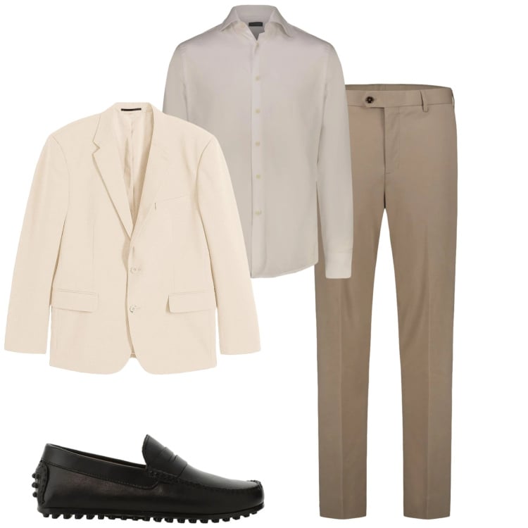 Outfit uomo - Occasione formale. Stile Business/Elegante per Cerimonia. Abbinamento con giacche, scarpe stringate, pantaloni, camicie.