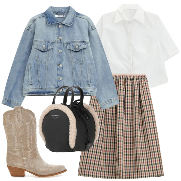 Outfit donna - I miei amati texani. Stile Casual per Tutti i giorni. Abbinamento con zaini, blazer, camicie a manica corta, gonne longuette, stivaletti texani.