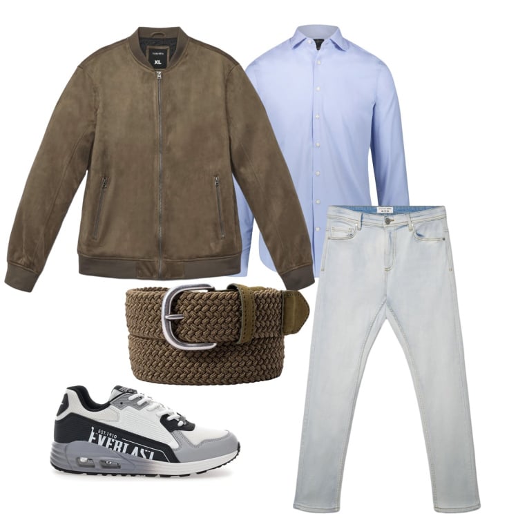 Outfit uomo - Aprile. Stile Trendy per Tutti i giorni. Abbinamento con camicie, giacche, jeans skinny, cinture, sneakers.