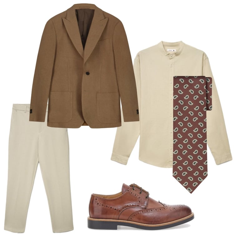 Outfit uomo - Colori chiari primaverili. Stile Trendy per Tutti i giorni. Abbinamento con scarpe stringate, giacche, cravatte, camicie, pantaloni chino.