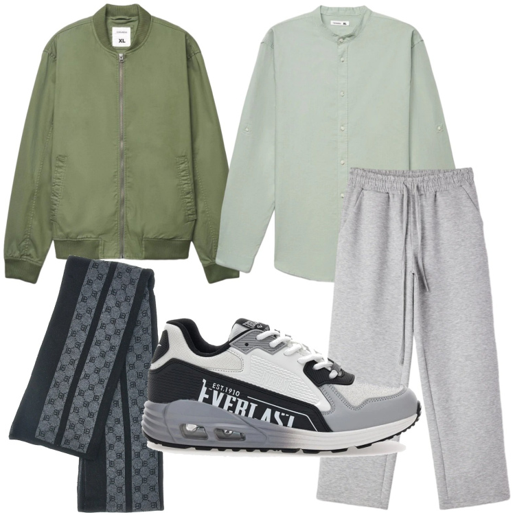 Outfit uomo - Giubbino fashion. Stile Trendy per Tutti i giorni. Abbinamento con sciarpe, bomber, camicie, pantaloni, sneakers.