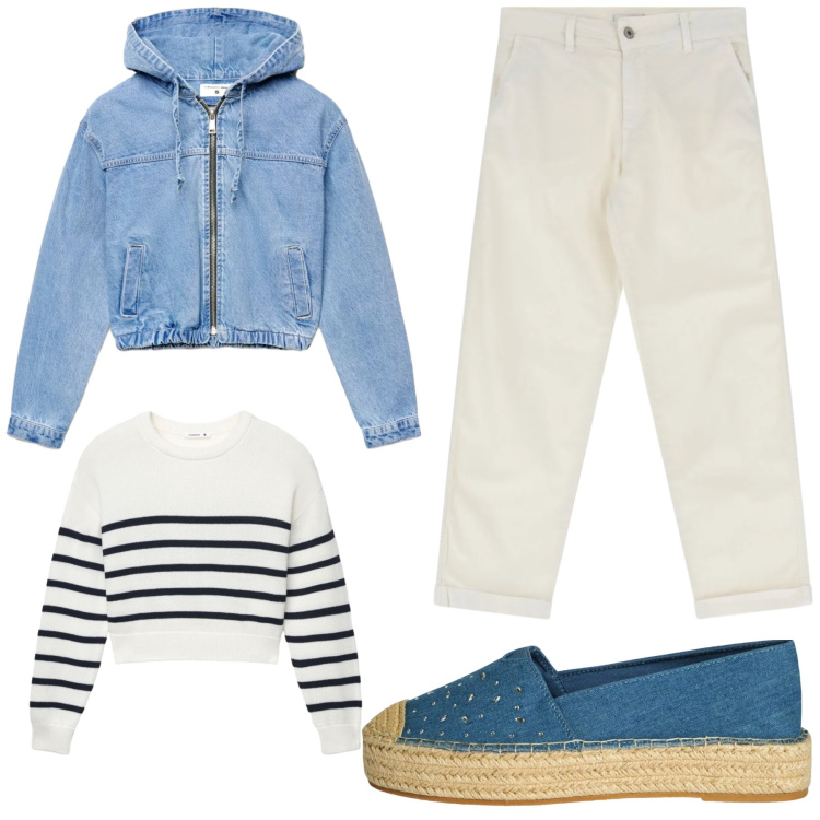 Outfit donna - Total look #2375605. Abbinamento con maglieria, bomber, espadrillas, jeans.