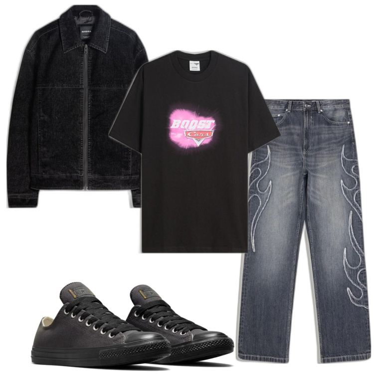 Outfit hombre - Casual look. Estilo Casual para Todos los días. Combinación con sneakers, camiseta, chaquetas, vaqueros.