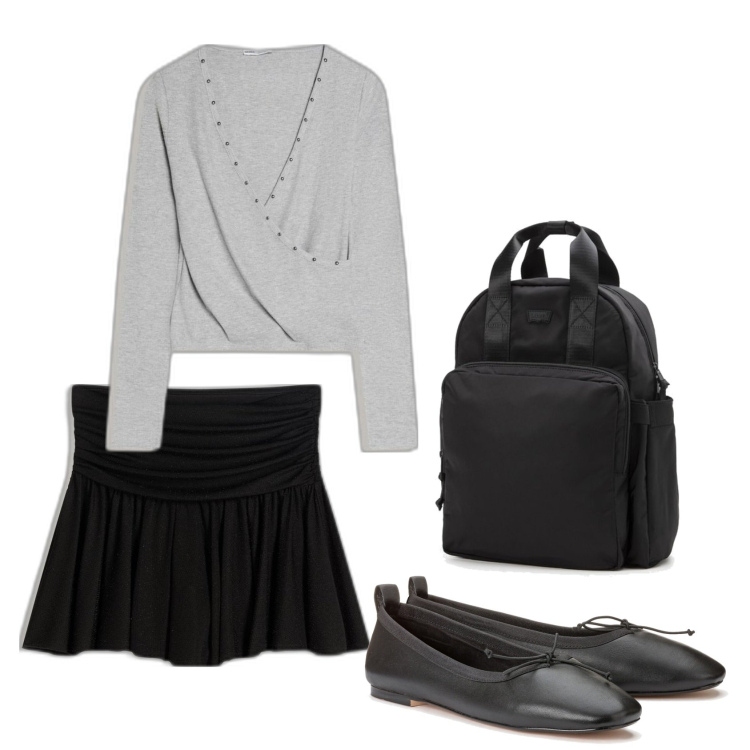 Outfit mujer - Urban style. Estilo Urban para Todos los días. Combinación con faldas, camiseta, mochilas, bailarinas.