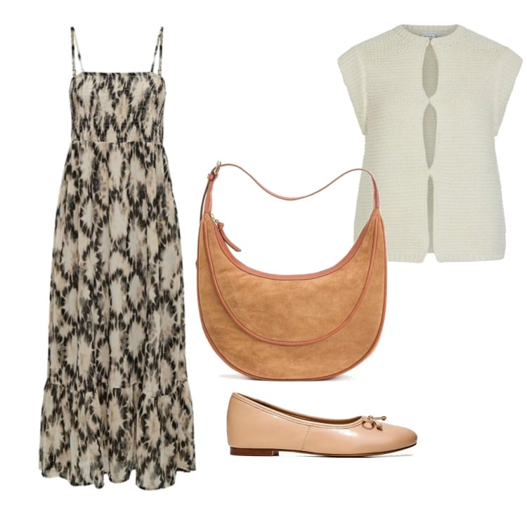 Outfit mujer - Urban style. Estilo Urban para Todos los días. Combinación con bolsos de mano, vestidos largos, chalecos, bailarinas.