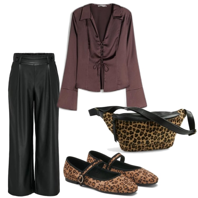 Outfit mujer - Trendy look. Estilo Trendy para Todos los días. Combinación con bailarinas, pantalones, camisas, riñoneras.