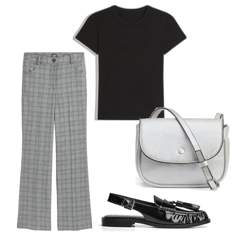 Outfit mujer - Urban style. Estilo Urban para Todos los días. Combinación con pantalones, bolsos de mano, mocasines, camiseta.
