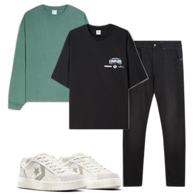 Outfit hombre - Urban look. Estilo Urban para Todos los días. Combinación con sneakers, camiseta, vaqueros pitillo, camiseta.