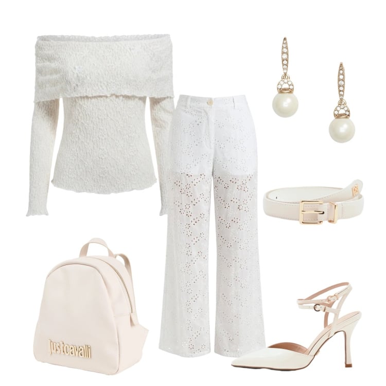 Outfit donna - Total look #2375703. Stile Casual chic per Ufficio. Abbinamento con zaini, bluse, cinture, décolleté, pantaloni, orecchini.