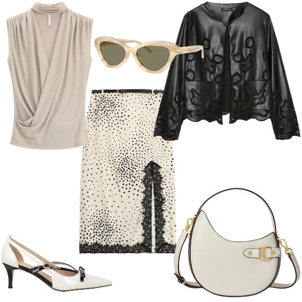 Outfit donna - Total look #2375705. per Cerimonia. Abbinamento con décolleté, blazer, top, gonne longuette, occhiali da sole, borse a tracolla.