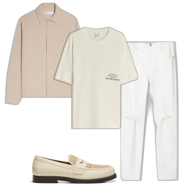 Outfit hombre - Elegante. Estilo Business/Elegante para Noche especial. Combinación con zapatos con cordones, vaqueros pitillo, camiseta, camisas.