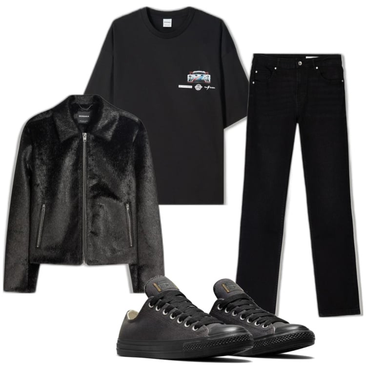 Outfit hombre - Urban look. Estilo Urban para Todos los días. Combinación con sneakers, vaqueros pitillo, camiseta, chaquetas.