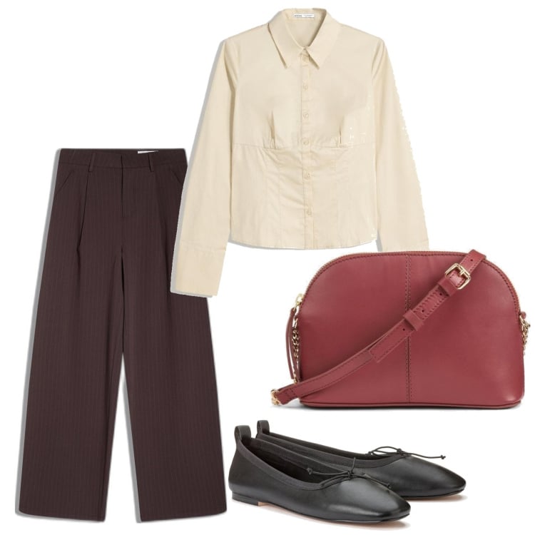 Outfit mujer - Urban style. Estilo Urban para Oficina. Combinación con bandoleras, bailarinas, camisas, pantalones.