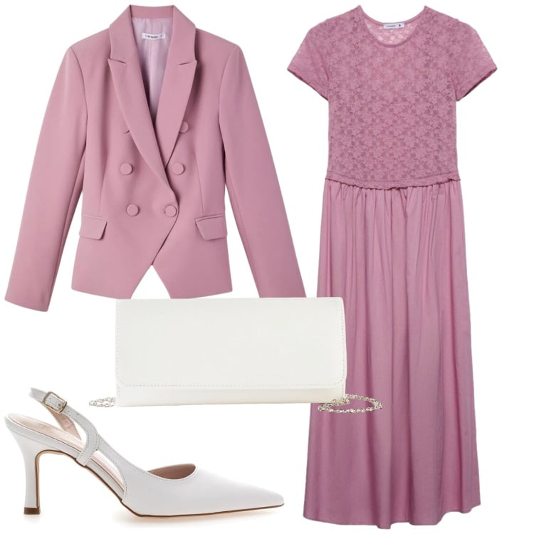 Outfit donna - Total look #2375728. Stile Chic per Cerimonia. Abbinamento con pochette, décolleté, vestiti lunghi, blazer.