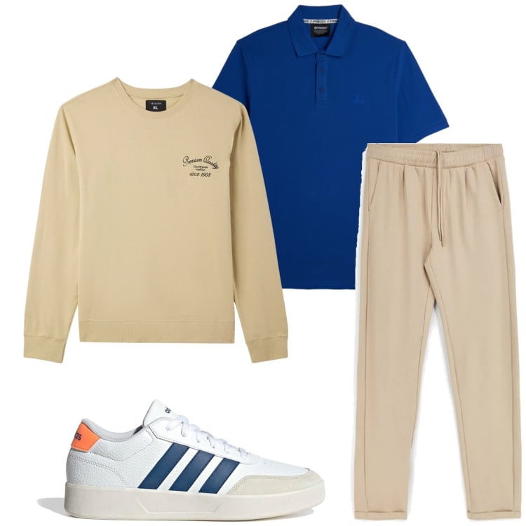 Outfit uomo - Total look #2375734. Stile Urban per Sport. Abbinamento con polo, felpe, pantaloni, sneakers.