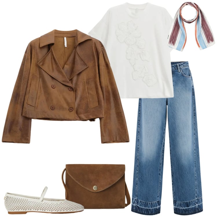 Outfit donna - Colori che illuminano. Stile Sporty chic per Tutti i giorni. Abbinamento con sciarpe, giacche, t-shirt, jeans dritti, borse a tracolla, ballerine.