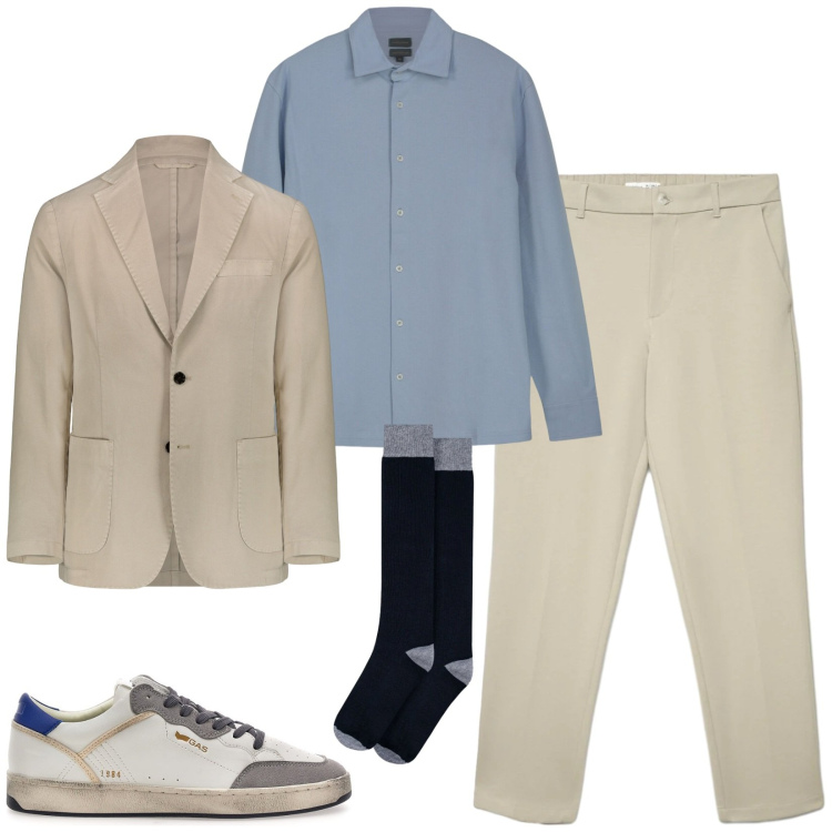 Outfit uomo - Total look #2375810. Stile Business/Elegante per Ufficio. Abbinamento con giacche, calzini, sneakers, polo, pantaloni chino.