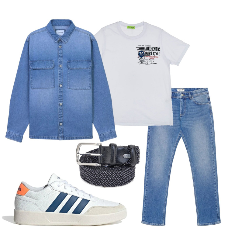 Outfit uomo - Total look #2375855. Stile Casual per Tutti i giorni. Abbinamento con t-shirt, cinture, jeans, cappotti, sneakers.
