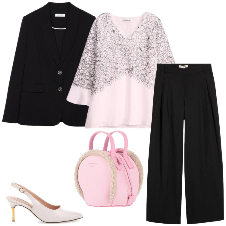 Outfit donna - Total look #2375870. Stile Chic per Tutti i giorni. Abbinamento con zaini, pantaloni, bluse, blazer, décolleté.