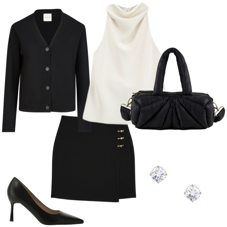 Outfit donna - Total look #2375886. Stile Glamour per Cerimonia. Abbinamento con top, décolleté, minigonne, borse a mano, orecchini, cardigans.