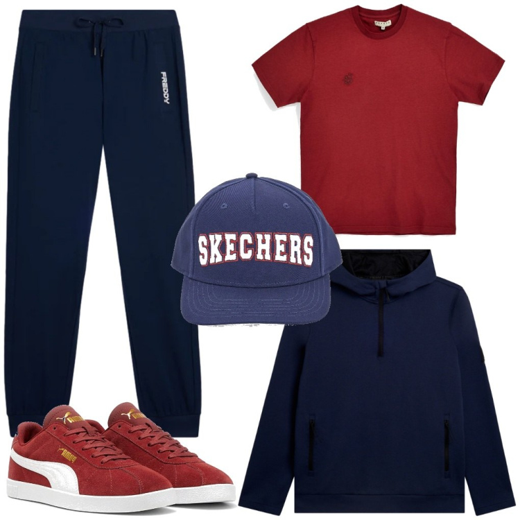 Outfit uomo - @primo.sole. Stile Urban per Tutti i giorni. Abbinamento con felpe con cappuccio, pantaloni, cappelli, sneakers, t-shirt.