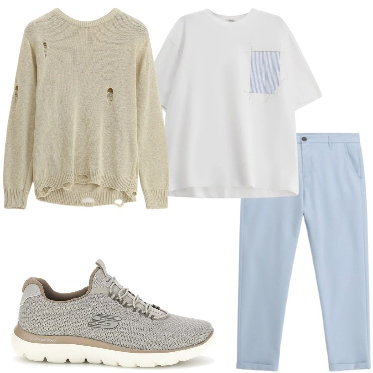 Outfit uomo - Imperial - The New Crew SS 2026. Stile Urban per Tutti i giorni. Abbinamento con pantaloni, maglieria, t-shirt, sneakers.