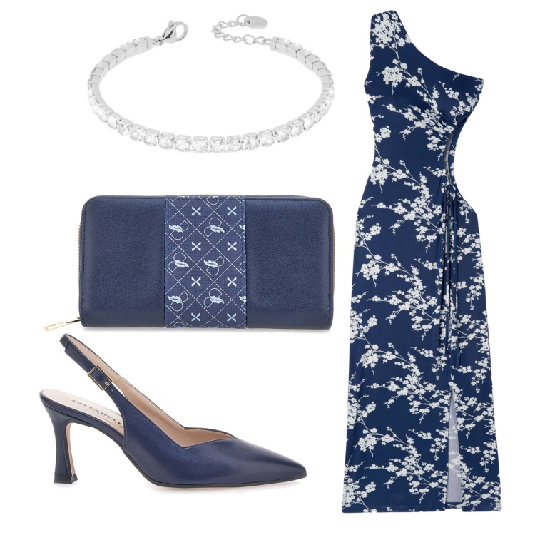 Outfit donna - Total look #2375895. Stile Chic per Serata fuori. Abbinamento con braccialetti, portafogli, vestiti asimmetrici, décolleté.