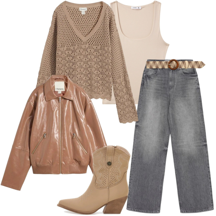 Outfit donna - Outfitstyle. Stile Trendy per Tutti i giorni. Abbinamento con maglieria, cappotti, stivaletti texani, canottiere, jeans, cinture.