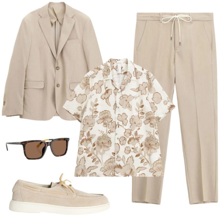 Outfit uomo - @aperitivo. Stile Casual per Tutti i giorni. Abbinamento con scarpe stringate, pantaloni, camicie a manica corta, giacche, occhiali da sole.