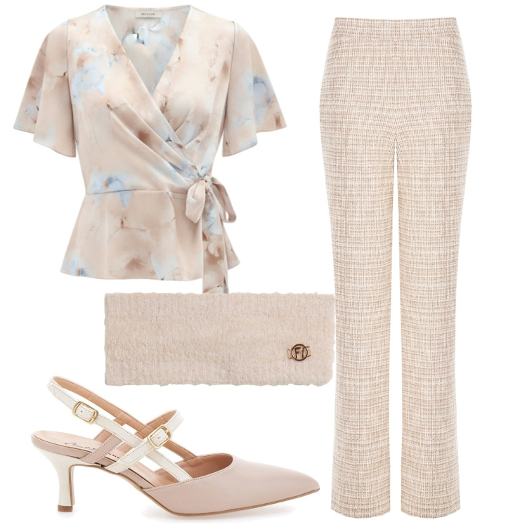 Outfit donna - Total look #2375925. Stile Romantica per Serata fuori. Abbinamento con pantaloni a palazzo, bluse, fasce per capelli, décolleté.