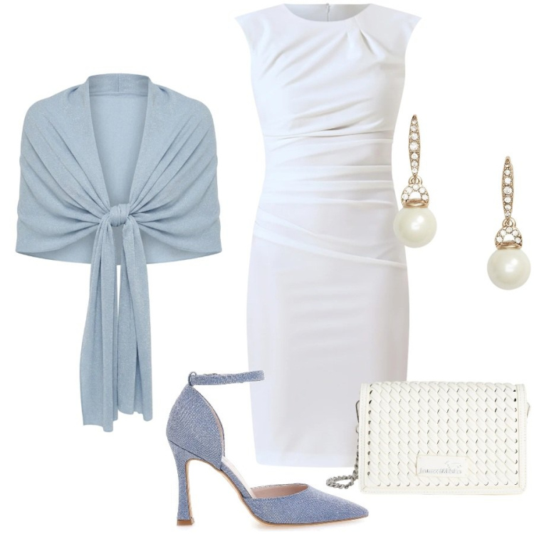 Outfit donna - Cerimonia. Stile Chic per Cerimonia. Abbinamento con borse a tracolla, vestiti a tubino, stole, orecchini, décolleté.