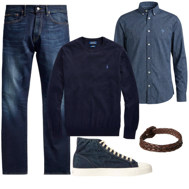 Outfit uomo - 6.nell\'@nima. Stile Casual per Tutti i giorni. Abbinamento con camicie, sneakers, braccialetti, jeans, maglieria.