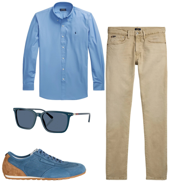 Outfit uomo - Aprile. Stile Urban per Tutti i giorni. Abbinamento con sneakers, occhiali da sole, jeans, camicie.