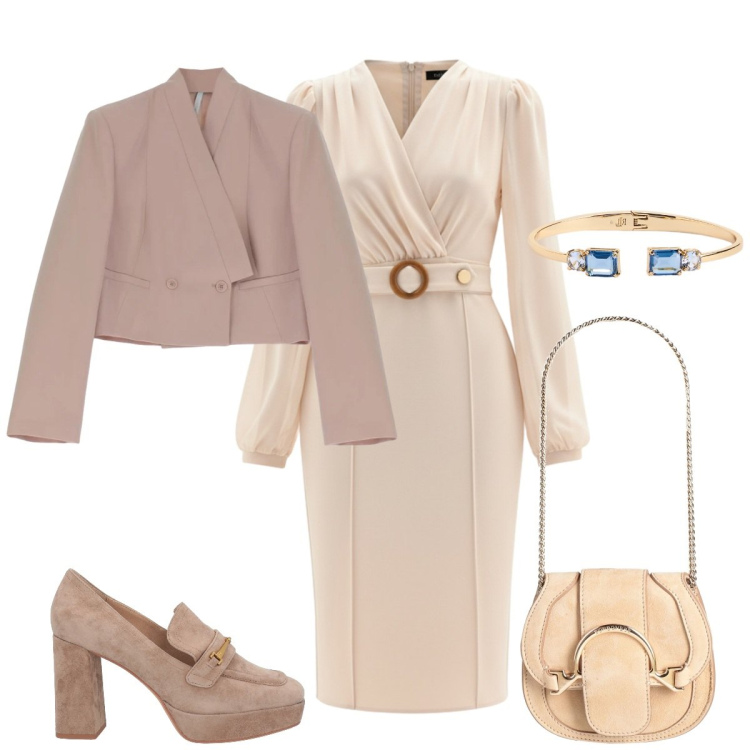 Outfit donna - Total look #2375991. Stile Chic per Serata fuori. Abbinamento con marsupi, mocassini, blazer, vestiti a tubino, braccialetti.