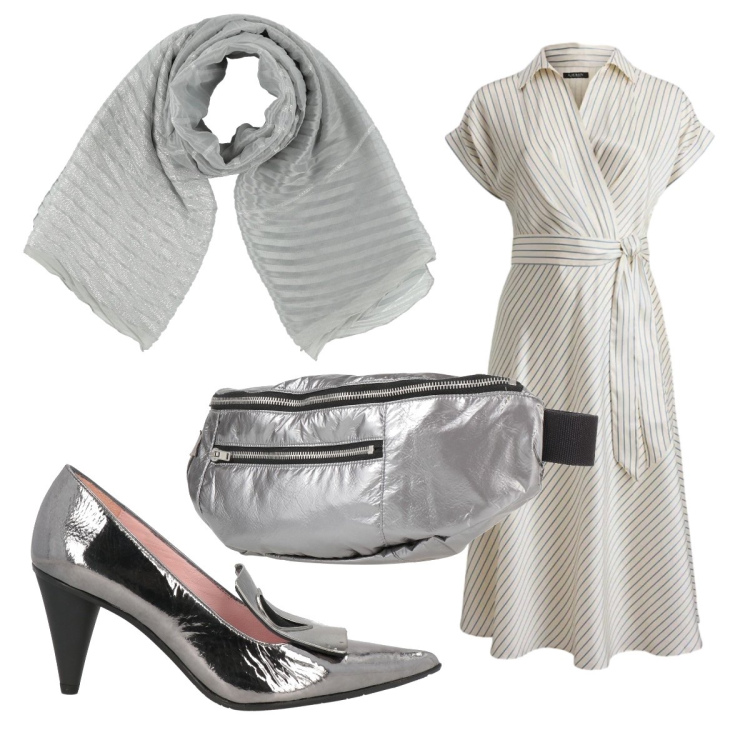 Outfit donna - Proclamazione accademica. Stile Trendy per Scuola/Università. Abbinamento con mocassini, sciarpe, marsupi, vestiti midi/longuette.