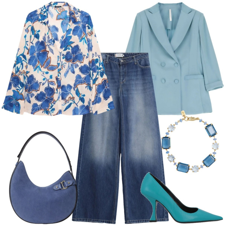 Outfit donna - Colori che illuminano-Focus Donna Curvy. Stile Casual chic per Tutti i giorni. Abbinamento con décolleté, camicie, jeans, blazer, borse a spalla.