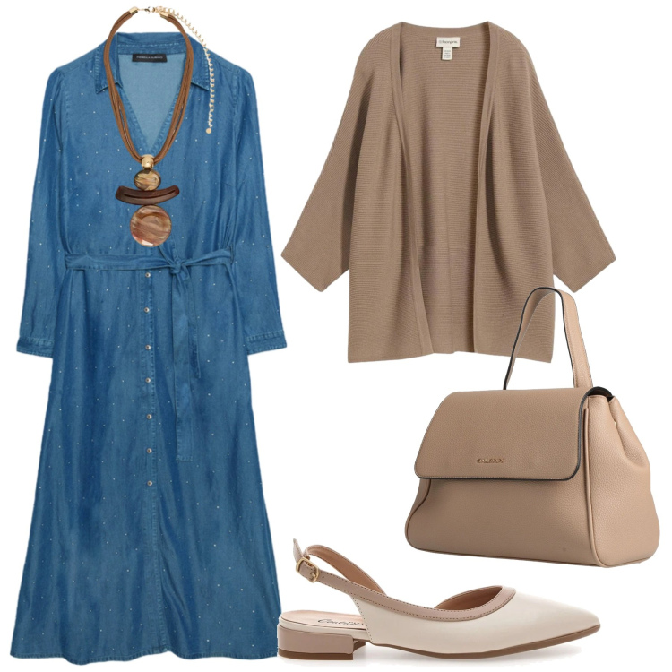 Outfit donna - Total look #2376073. Stile Minimal per Tutti i giorni. Abbinamento con zaini, cardigans, ciondoli, vestiti, ballerine.