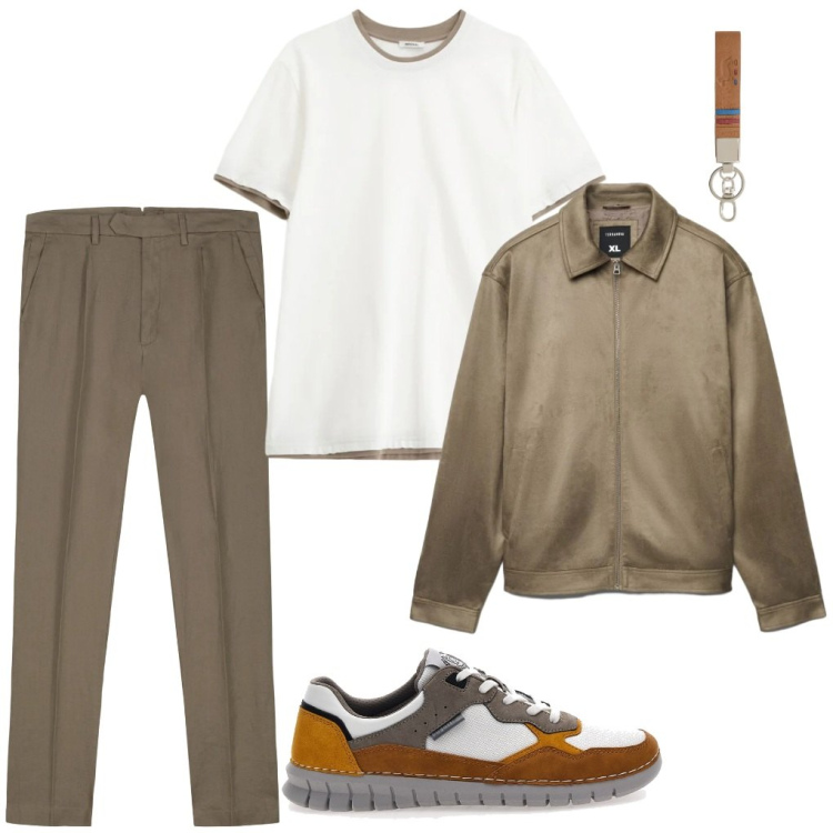 Outfit uomo - #tutto.in.tinta. Stile Urban per Tutti i giorni. Abbinamento con portachiavi, t-shirt, sneakers, pantaloni, giacche.