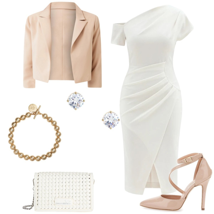 Outfit donna - Total look #2376085. Stile Chic per Serata fuori. Abbinamento con borse a tracolla, blazer, vestiti a tubino, braccialetti, orecchini, décolleté.