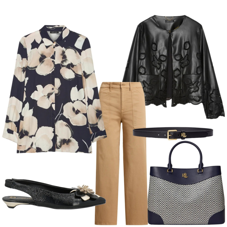 Outfit donna - Total look #2376086. Stile Trendy per Ufficio. Abbinamento con ballerine, blazer, camicie, cinture, pantaloni, borse a mano.