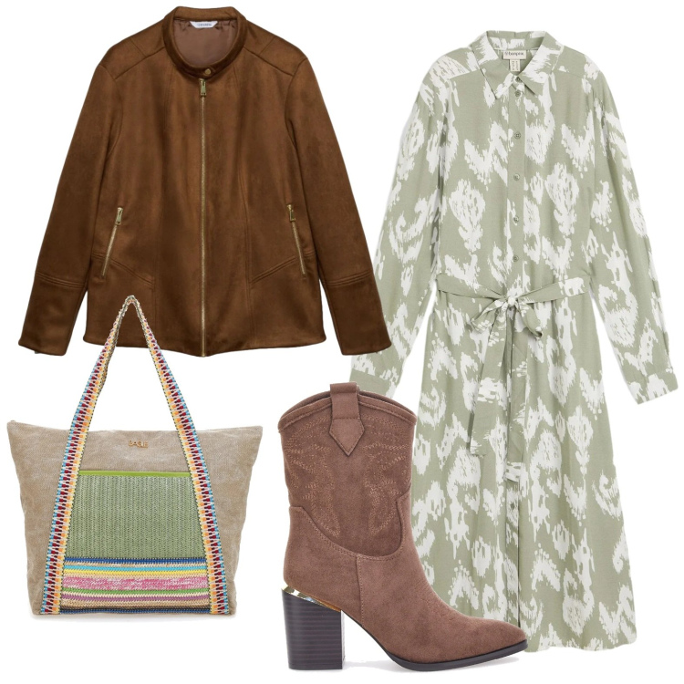 Outfit donna - La borsa con dettagli arcobaleno. Stile Glamour per Tutti i giorni. Abbinamento con vestiti, stivaletti texani, shopping bag, giacche.