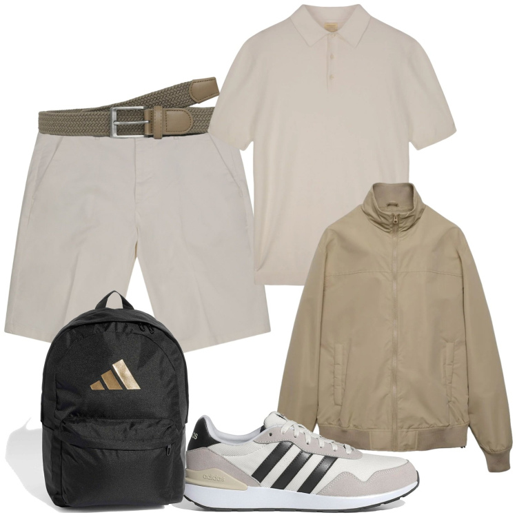Outfit uomo - Total look #2376188. Stile Casual per Tutti i giorni. Abbinamento con polo, bermuda, cinture, zaini, bomber, sneakers.