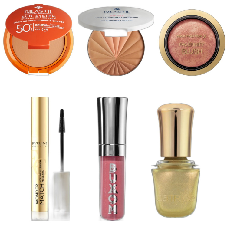 Outfit donna - Makeup Pasqua al mare. Abbinamento con blush, smalti, mascara, gloss, terre, fondotinta.