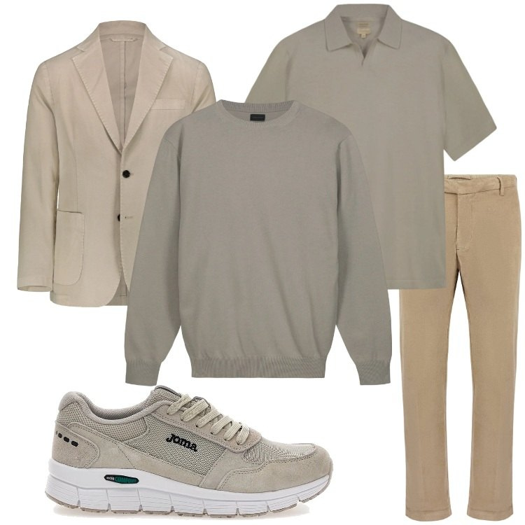 Outfit uomo - Look da pranzo all’aperto. Stile Casual per Tutti i giorni. Abbinamento con giacche, pantaloni, maglieria, polo, sneakers.