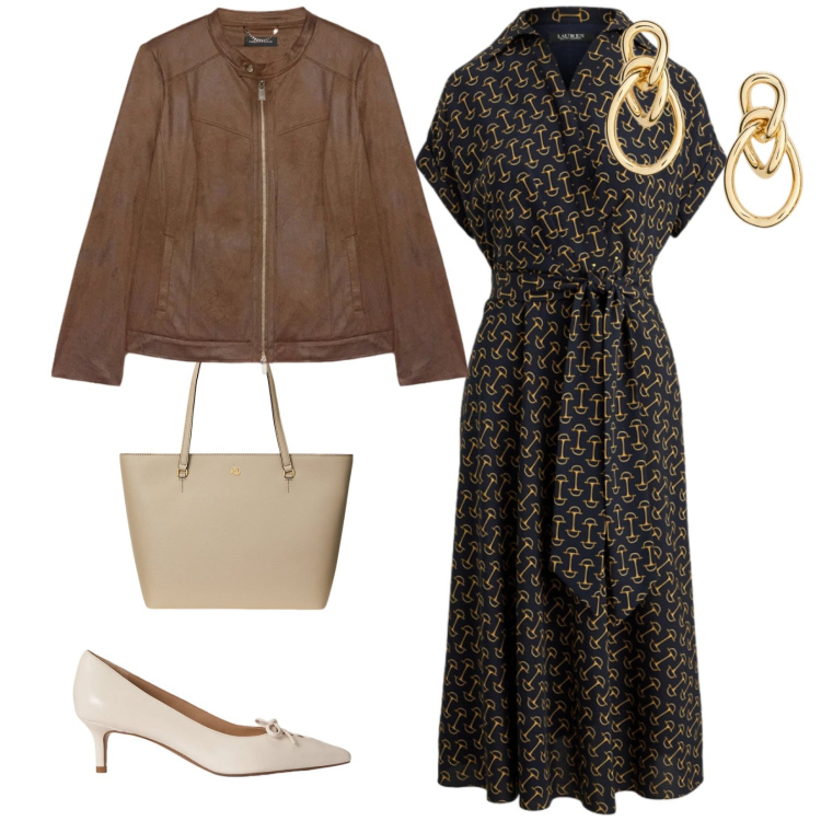 Outfit donna - La domenica di pasqua. per Cerimonia. Abbinamento con blazer, borse tote, orecchini, décolleté, vestiti.